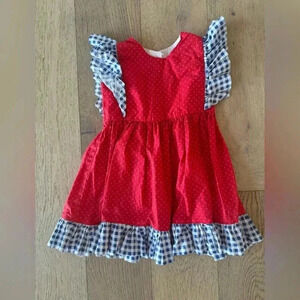CuteHeads Girls Dress Red Blue Size 3T $60